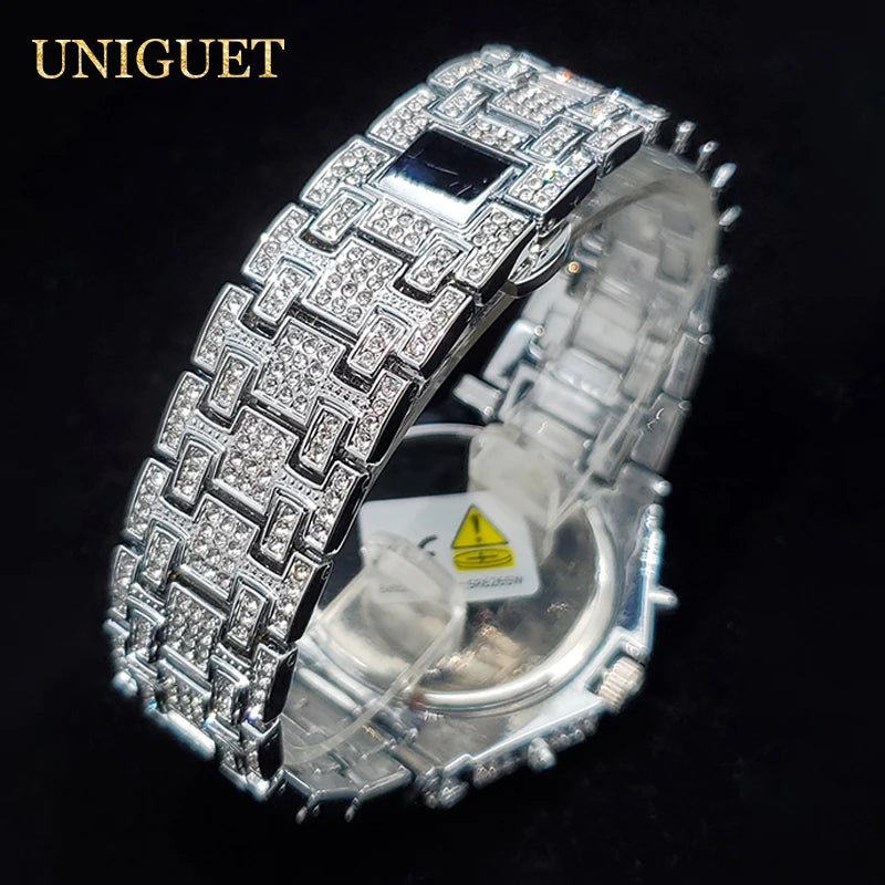 Luxury Watch For Men Full Iced Diamond Quartz Watches For Man Bright Zircon Hip Hop Hand Clock Luminous Waterproof reloj hombre - Tara's Tiny Treasures