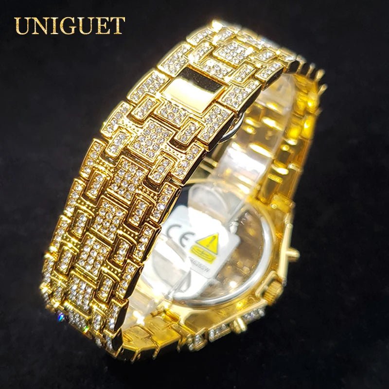 Luxury Watch For Men Full Iced Diamond Quartz Watches For Man Bright Zircon Hip Hop Hand Clock Luminous Waterproof reloj hombre - Tara's Tiny Treasures