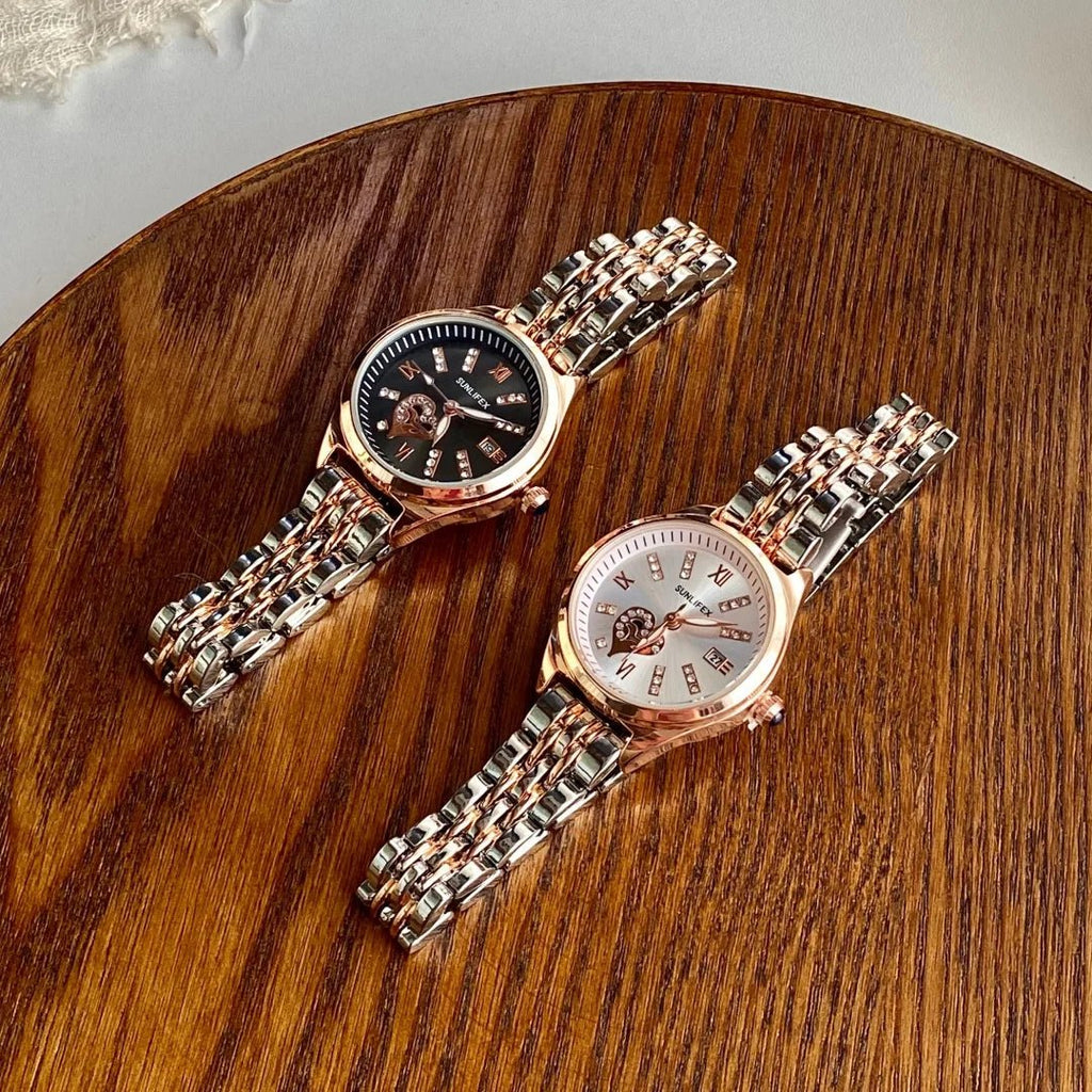 Luxury Watches For Women Lover Dial Rose Gold Stainless Steel With Date Quarzt Wristwatch Ladies Watches Relogio Feminino - Tara's Tiny Treasures