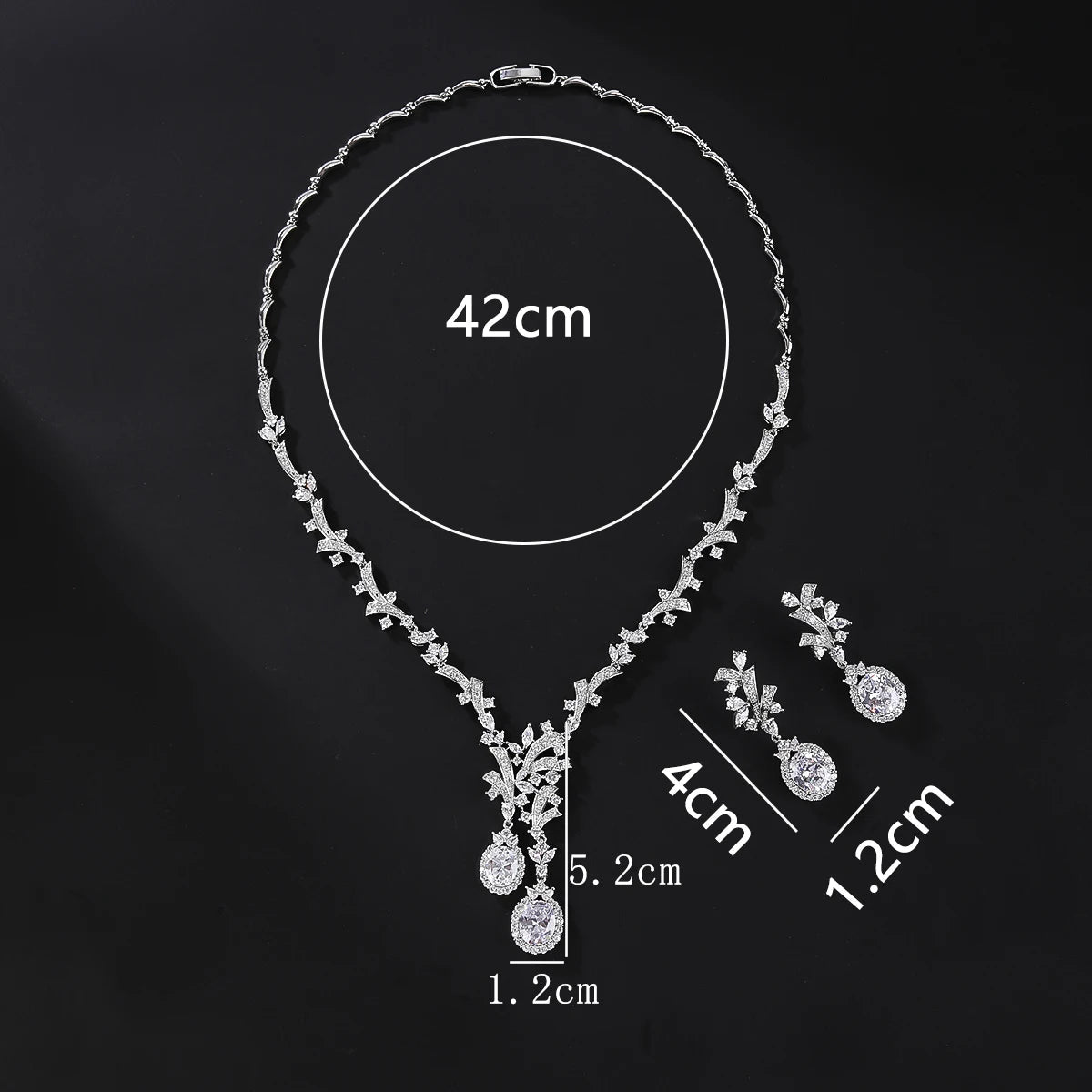 Luxury Women Necklace and Earring Set Zirconia Silver Color Red and Green Wedding Jewelry Set CN11070 - Tara's Tiny Treasures