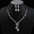 Luxury Women Necklace and Earring Set Zirconia Silver Color Red and Green Wedding Jewelry Set CN11070 - Tara's Tiny Treasures