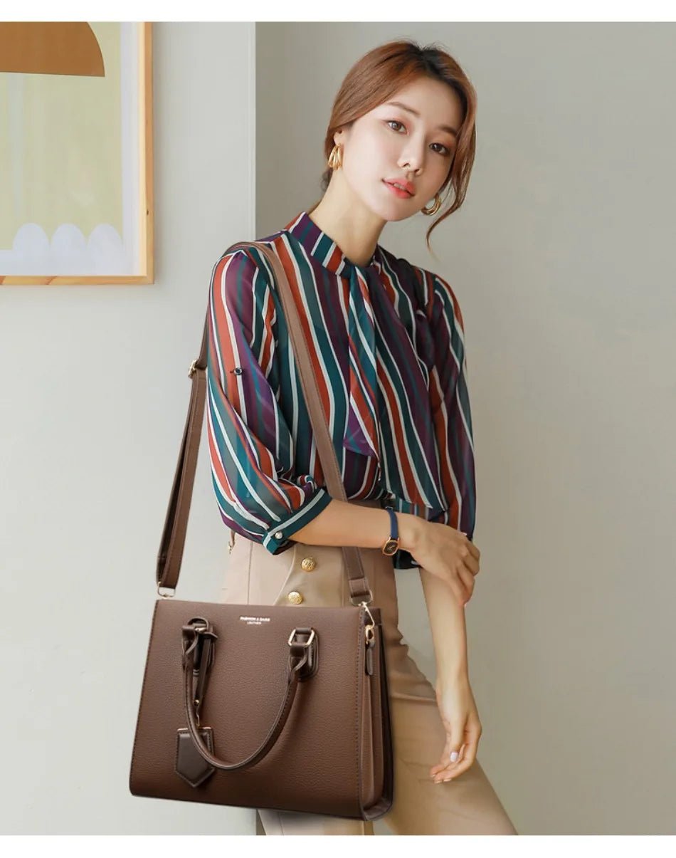 Luxury Women's Handbags 3 Layers Large Capacity Women Shoulder Bags Top Quality PU Leather Commute Crossbody Bags For Women Sac - Tara's Tiny Treasures