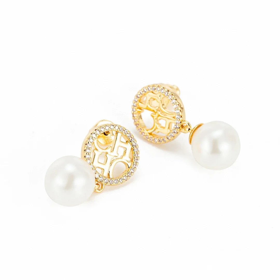 Luxury Women's Pearl & Zircon Earrings, High-end Elegance, Trendy Stud & Dangle Ear Jewelry, Versatile for Daily Wear, Parties - Tara's Tiny Treasures