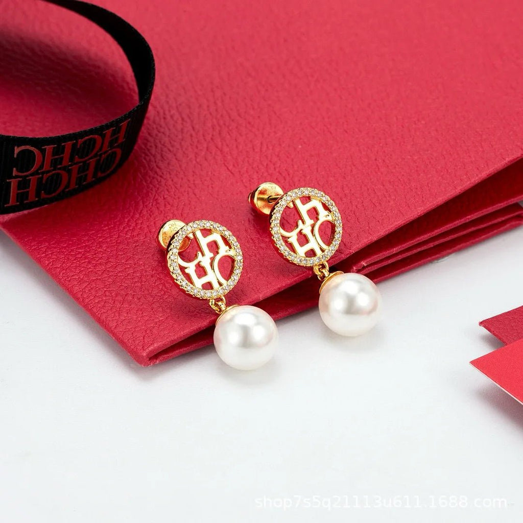 Luxury Women's Pearl & Zircon Earrings, High-end Elegance, Trendy Stud & Dangle Ear Jewelry, Versatile for Daily Wear, Parties - Tara's Tiny Treasures