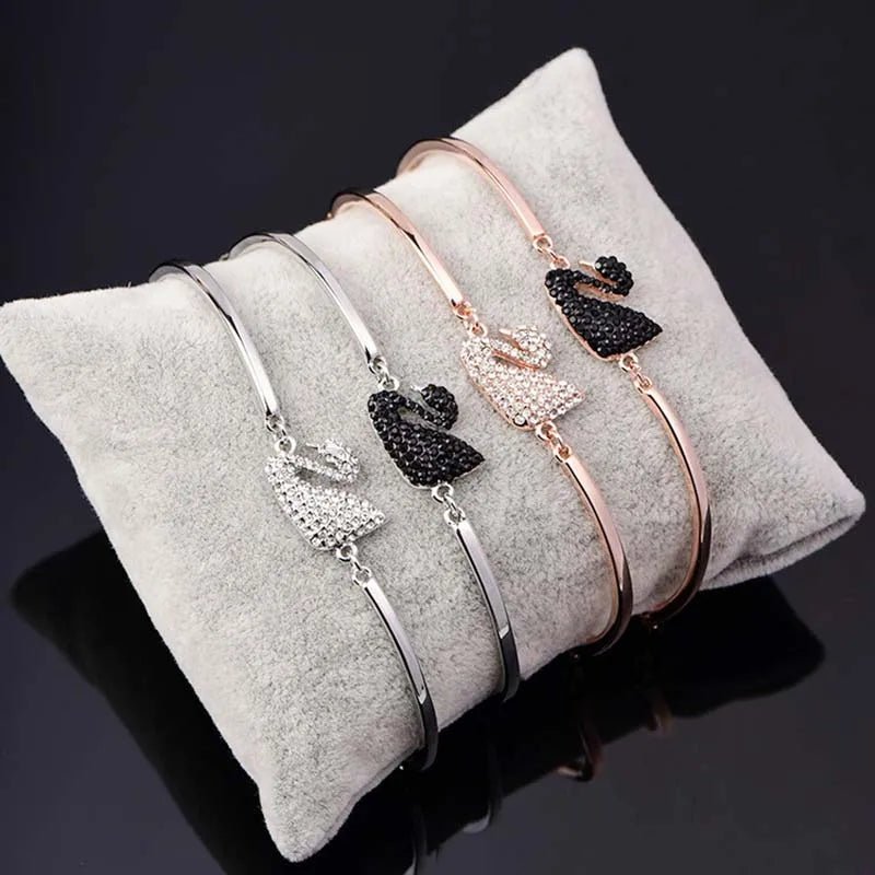 Luxury Zircon Charm Bracelet Jewelry Accessories for Women's Party Gifts Fashion Gold Rose Gold Swan Bangle - Tara's Tiny Treasures