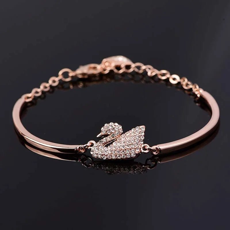 Luxury Zircon Charm Bracelet Jewelry Accessories for Women's Party Gifts Fashion Gold Rose Gold Swan Bangle - Tara's Tiny Treasures