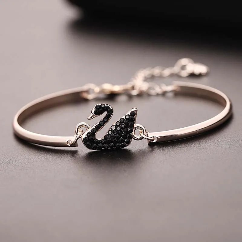 Luxury Zircon Charm Bracelet Jewelry Accessories for Women's Party Gifts Fashion Gold Rose Gold Swan Bangle - Tara's Tiny Treasures