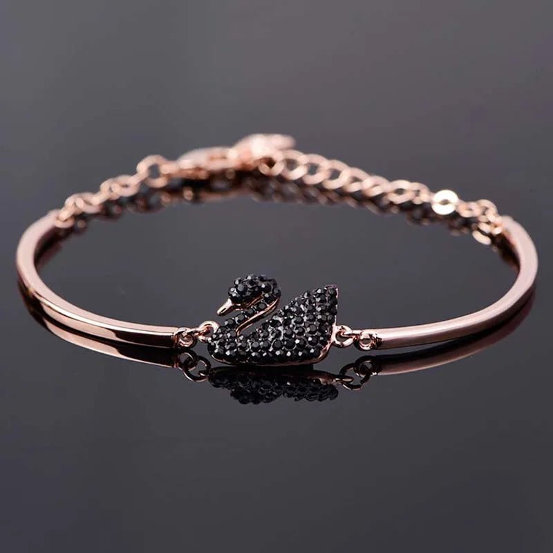 Luxury Zircon Charm Bracelet Jewelry Accessories for Women's Party Gifts Fashion Gold Rose Gold Swan Bangle - Tara's Tiny Treasures