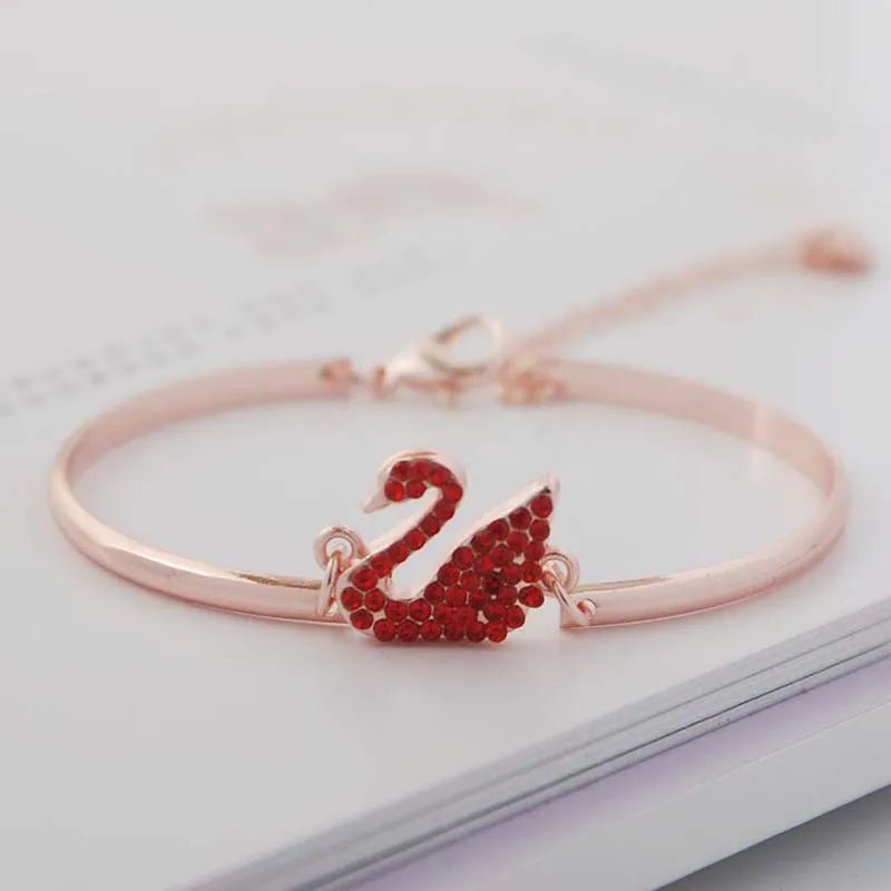 Luxury Zircon Charm Bracelet Jewelry Accessories for Women's Party Gifts Fashion Gold Rose Gold Swan Bangle - Tara's Tiny Treasures