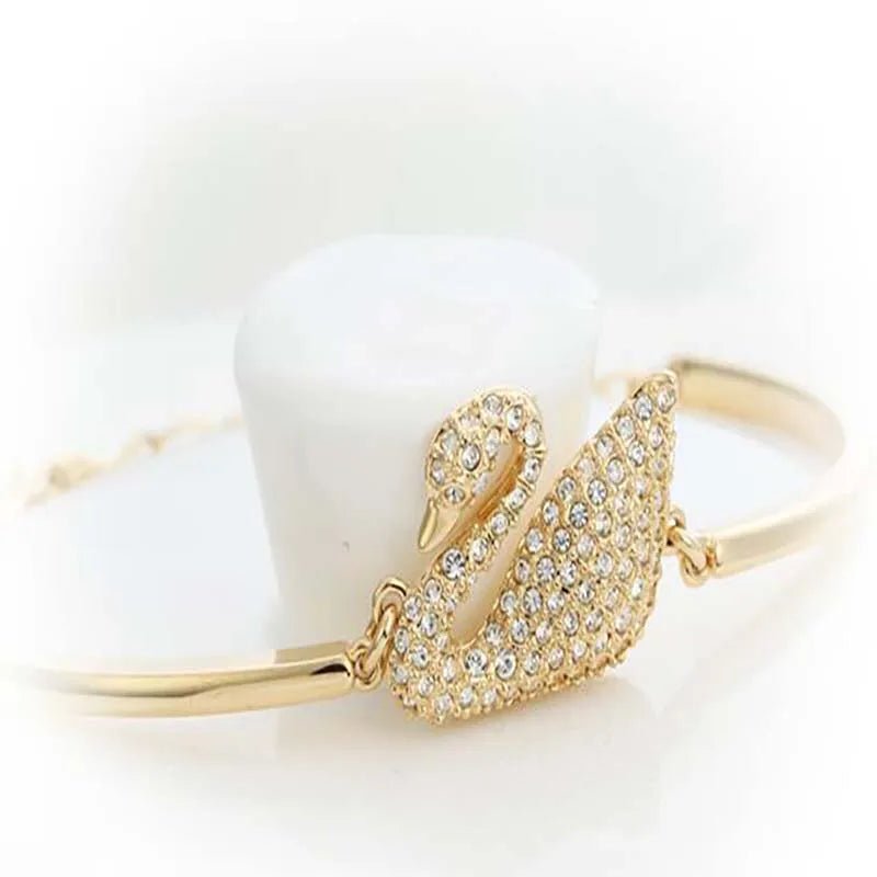 Luxury Zircon Charm Bracelet Jewelry Accessories for Women's Party Gifts Fashion Gold Rose Gold Swan Bangle - Tara's Tiny Treasures