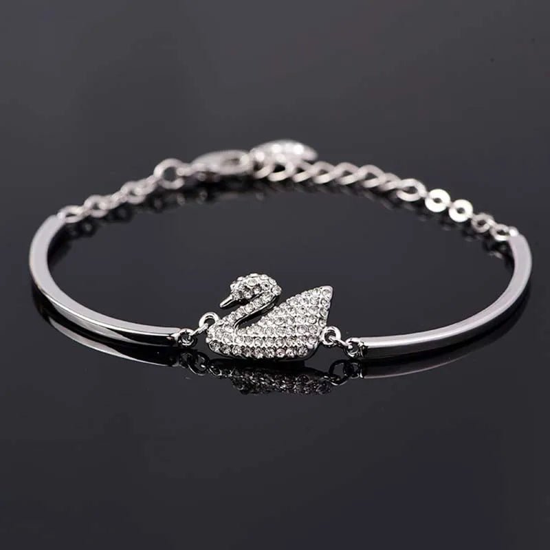 Luxury Zircon Charm Bracelet Jewelry Accessories for Women's Party Gifts Fashion Gold Rose Gold Swan Bangle - Tara's Tiny Treasures