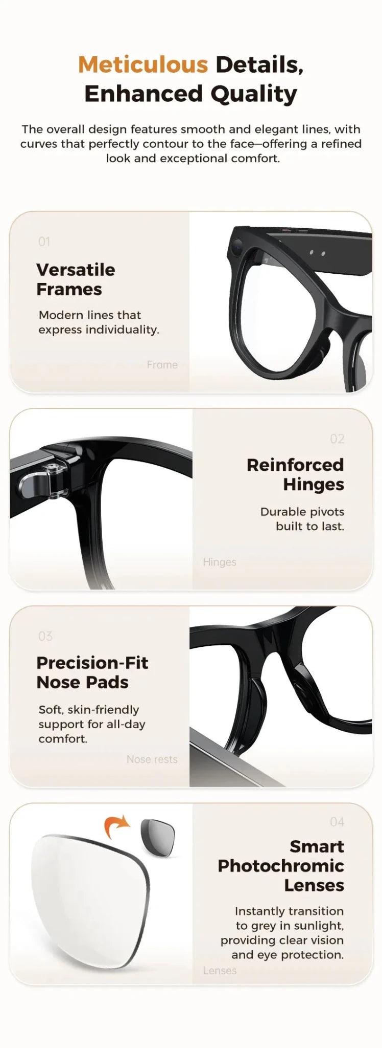 M02 AI Smart Glasses 8MP Camera Video Recording 100+Languages Translation Sunglasses Bluetooth Call Music Play with Charging Box - Tara's Tiny Treasures