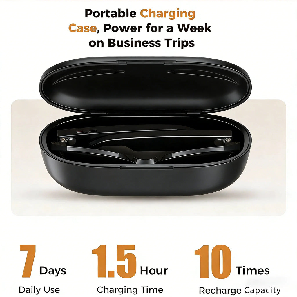 M02 AI Smart Glasses 8MP Camera Video Recording 100+Languages Translation Sunglasses Bluetooth Call Music Play with Charging Box - Tara's Tiny Treasures