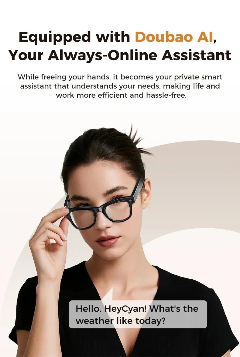 M02 AI Smart Glasses 8MP Camera Video Recording 100+Languages Translation Sunglasses Bluetooth Call Music Play with Charging Box - Tara's Tiny Treasures