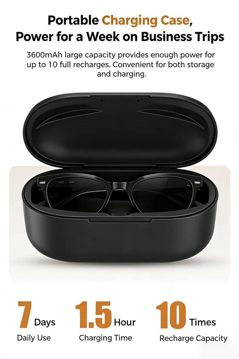 M02 AI Smart Glasses 8MP Camera Video Recording 100+Languages Translation Sunglasses Bluetooth Call Music Play with Charging Box - Tara's Tiny Treasures