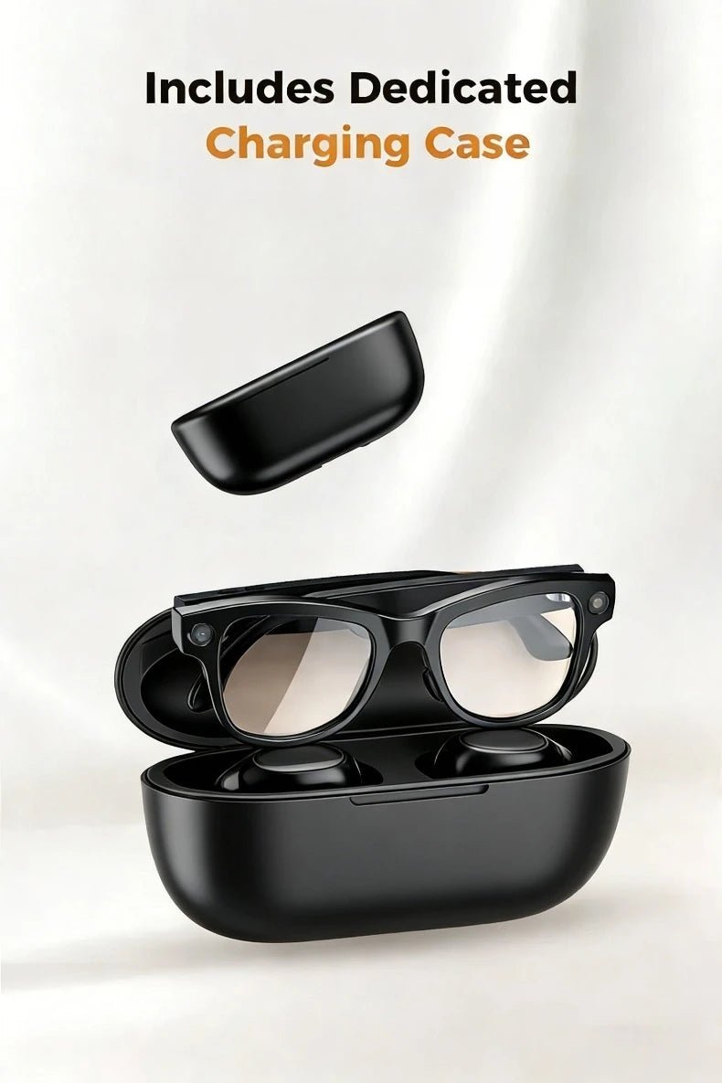 M02 AI Smart Glasses 8MP Camera Video Recording 100+Languages Translation Sunglasses Bluetooth Call Music Play with Charging Box - Tara's Tiny Treasures