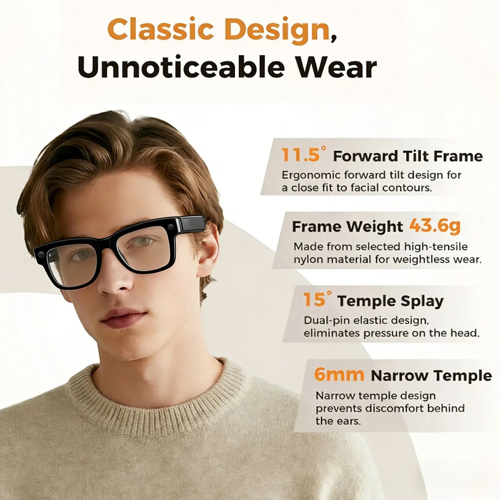 M02 AI Smart Glasses 8MP Camera Video Recording 100+Languages Translation Sunglasses Bluetooth Call Music Play with Charging Box - Tara's Tiny Treasures