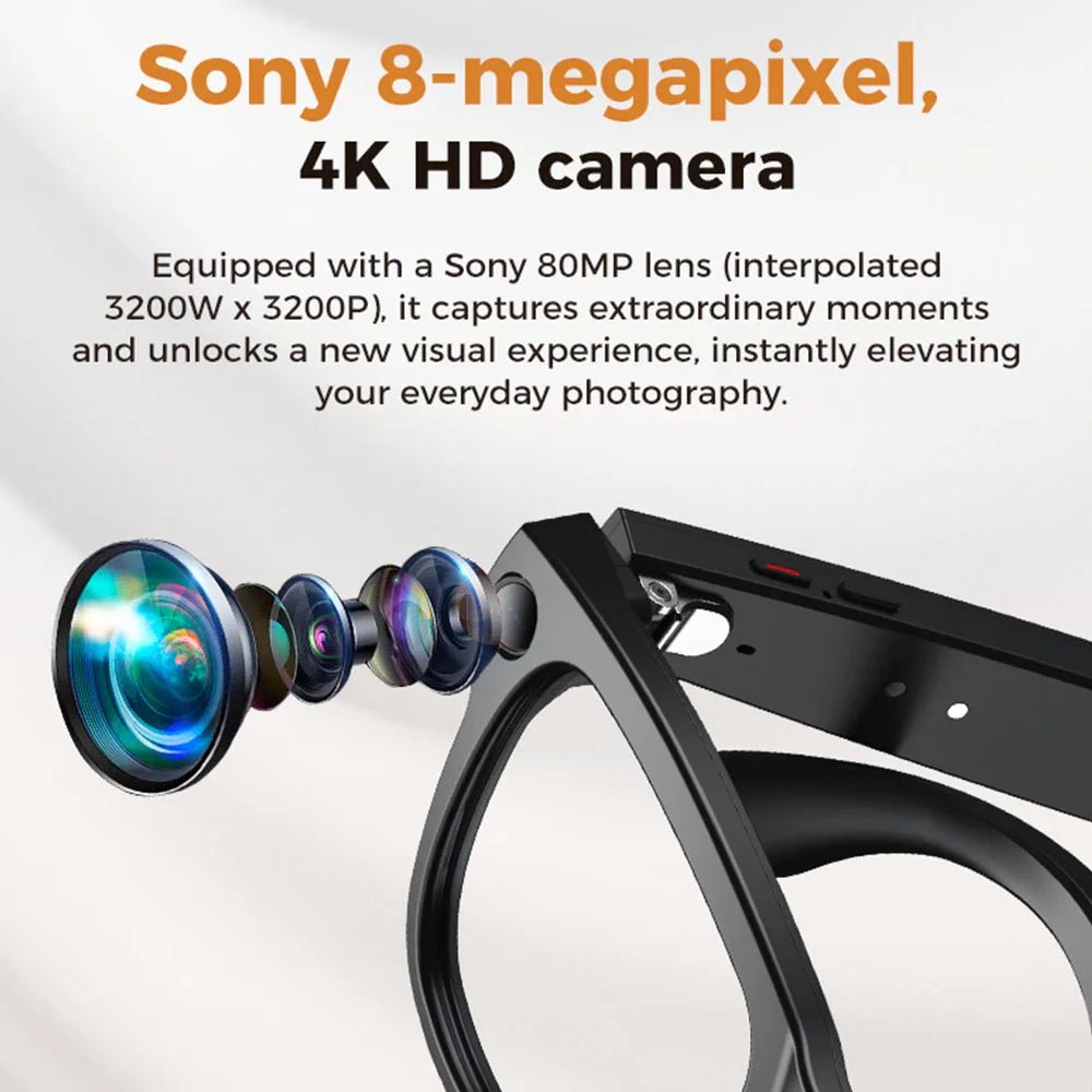 M02 AI Smart Glasses 8MP Camera Video Recording 100+Languages Translation Sunglasses Bluetooth Call Music Play with Charging Box - Tara's Tiny Treasures