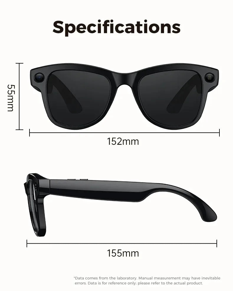 M02 AI Smart Glasses 8MP Camera Video Recording 100+Languages Translation Sunglasses Bluetooth Call Music Play with Charging Box - Tara's Tiny Treasures