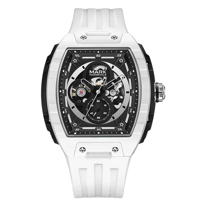 Mark Fairwhale 6003 Fashion Sport Mechanical Watch for Men Tonneau Dial Military Analog Automatic Wristwatch SRubber Strap 2025 - Tara's Tiny Treasures