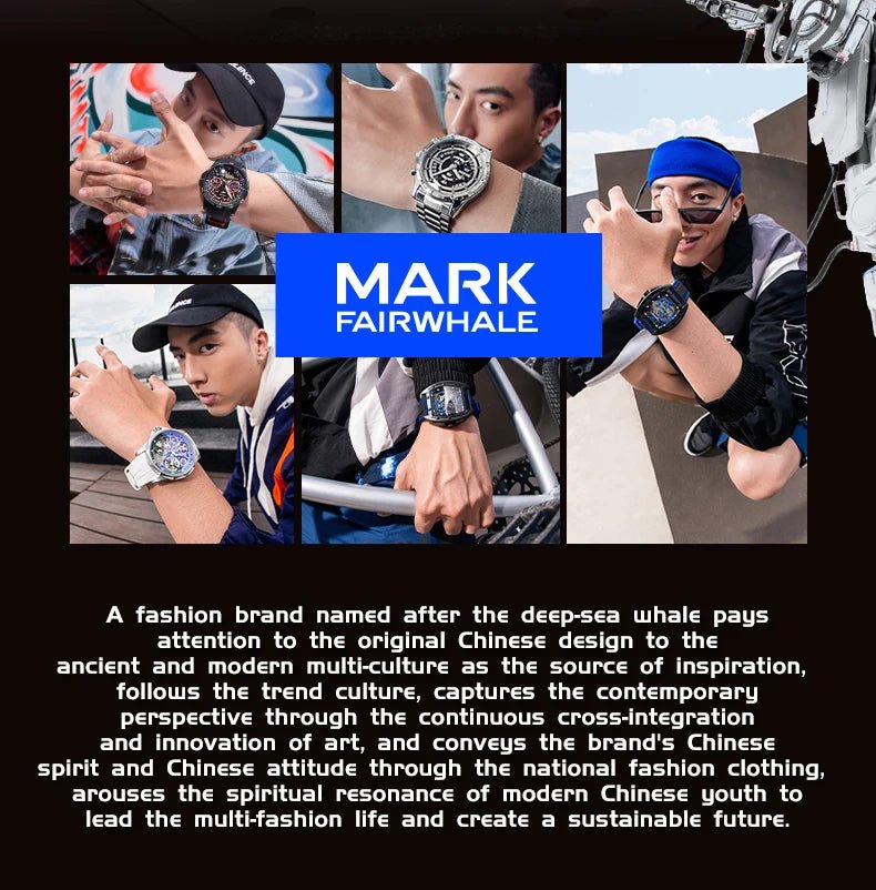 Mark Fairwhale 6003 Fashion Sport Mechanical Watch for Men Tonneau Dial Military Analog Automatic Wristwatch SRubber Strap 2025 - Tara's Tiny Treasures