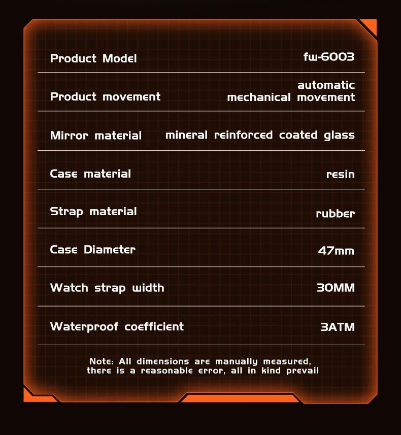 Mark Fairwhale 6003 Fashion Sport Mechanical Watch for Men Tonneau Dial Military Analog Automatic Wristwatch SRubber Strap 2025 - Tara's Tiny Treasures