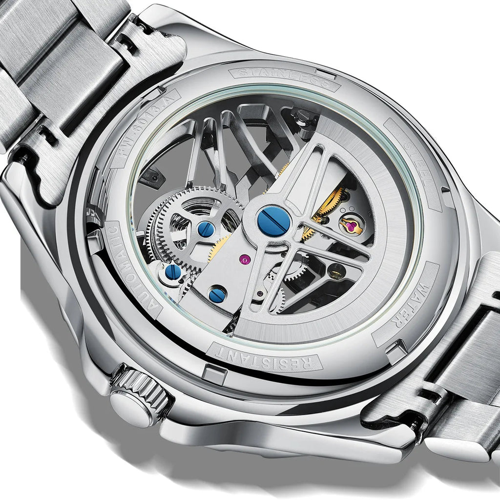 Mark Fairwhale Men's Automatic Mechanical Watch Luxury Stainless Steel Waterproof Luminous Fashion Hollow Tourbillon Watches Men - Tara's Tiny Treasures