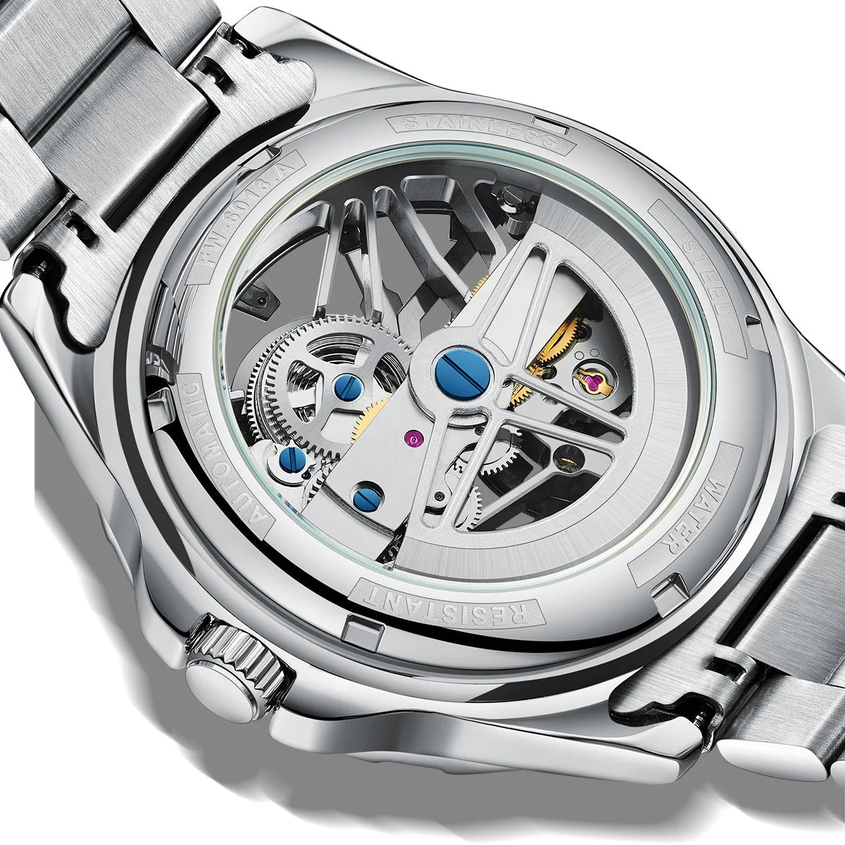 Mark Fairwhale Men's Automatic Mechanical Watch Luxury Stainless Steel Waterproof Luminous Fashion Hollow Tourbillon Watches Men - Tara's Tiny Treasures