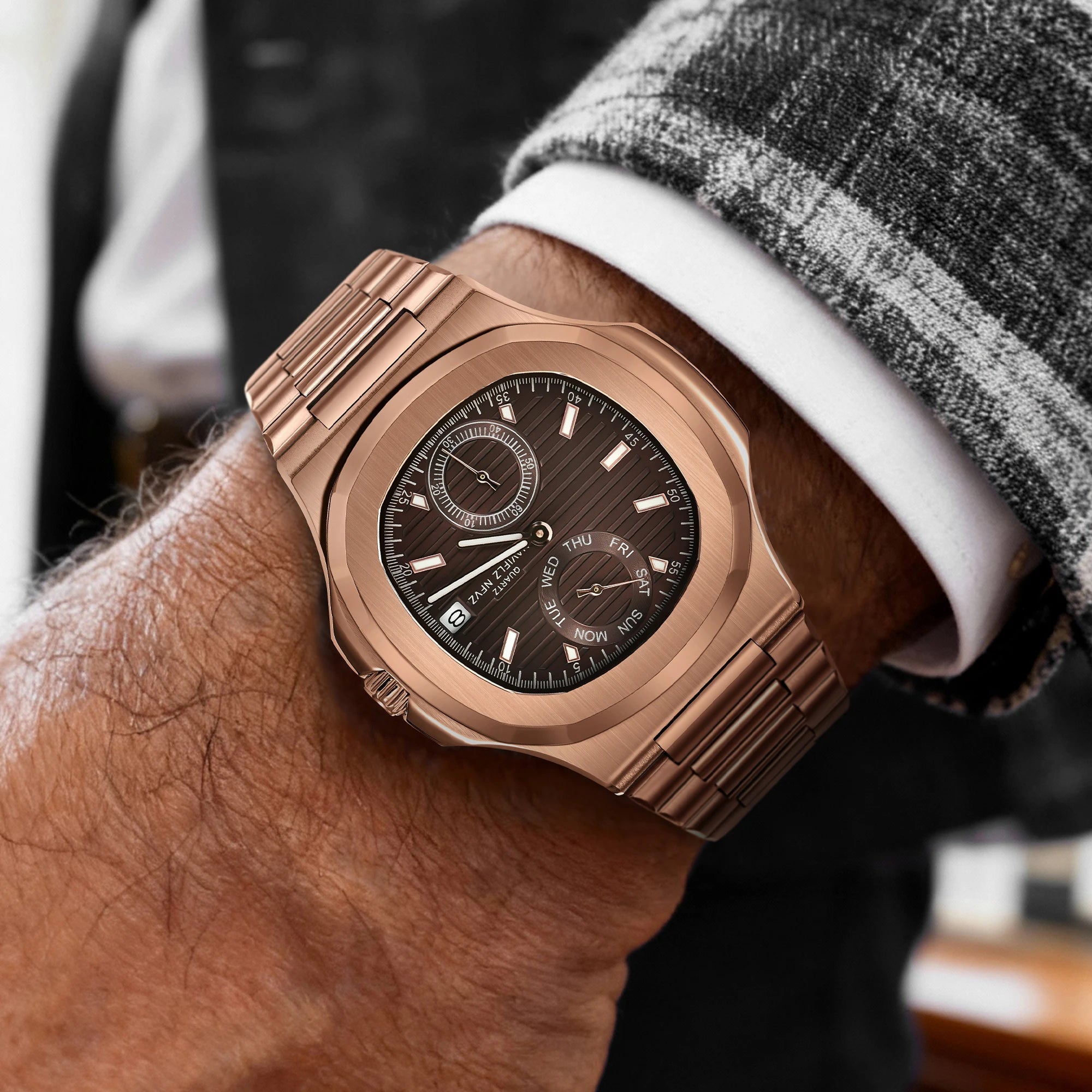 Men Watches TOP Luxury Brand Chronograph Sports Clock Men Quartz Stainless Steel Watch Male Business Wristwatch Waterproof - Tara's Tiny Treasures
