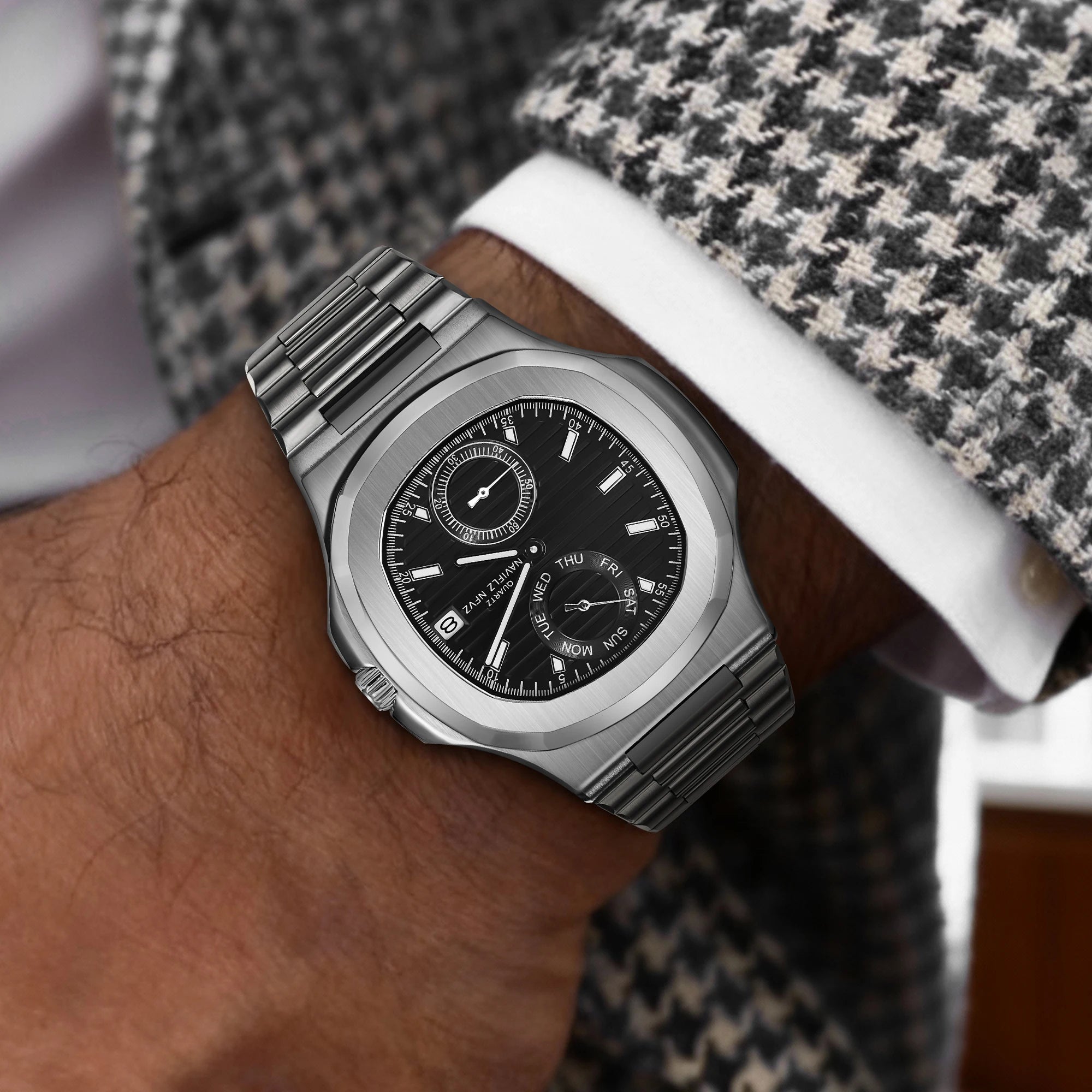 Men Watches TOP Luxury Brand Chronograph Sports Clock Men Quartz Stainless Steel Watch Male Business Wristwatch Waterproof - Tara's Tiny Treasures