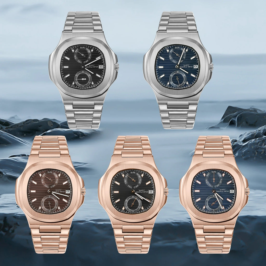 Men Watches TOP Luxury Brand Chronograph Sports Clock Men Quartz Stainless Steel Watch Male Business Wristwatch Waterproof - Tara's Tiny Treasures