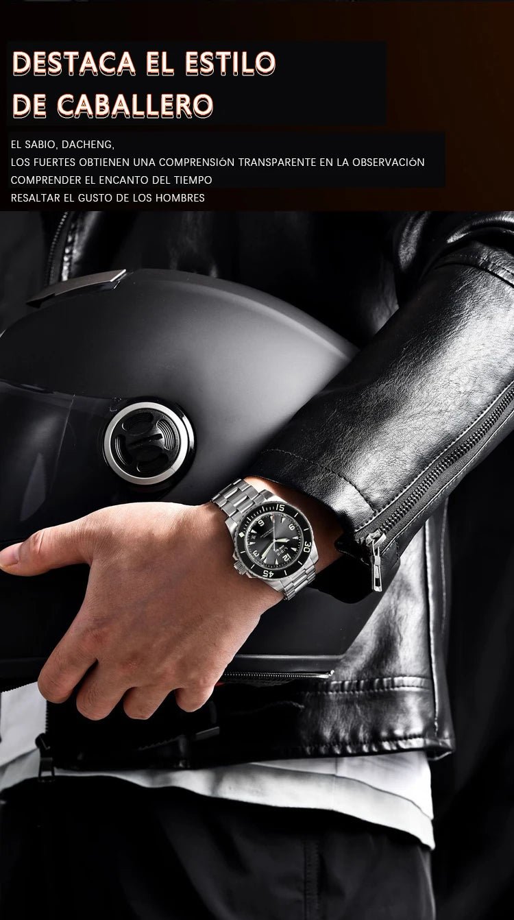 Men's Classic Black Disc Quartz Watch with Steel Strip Luminous Calendar Waterproof Leisure Sports Watch - Tara's Tiny Treasures