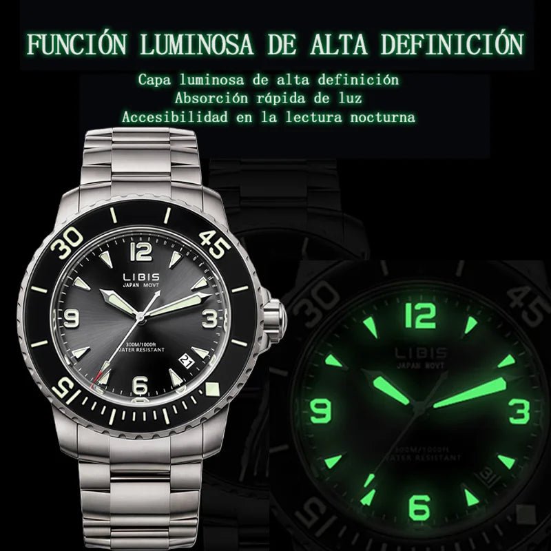 Men's Classic Black Disc Quartz Watch with Steel Strip Luminous Calendar Waterproof Leisure Sports Watch - Tara's Tiny Treasures