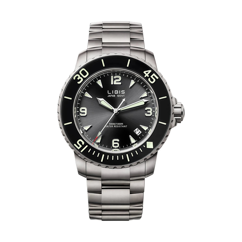Men's Classic Black Disc Quartz Watch with Steel Strip Luminous Calendar Waterproof Leisure Sports Watch - Tara's Tiny Treasures