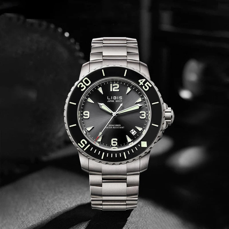 Men's Classic Black Disc Quartz Watch with Steel Strip Luminous Calendar Waterproof Leisure Sports Watch - Tara's Tiny Treasures
