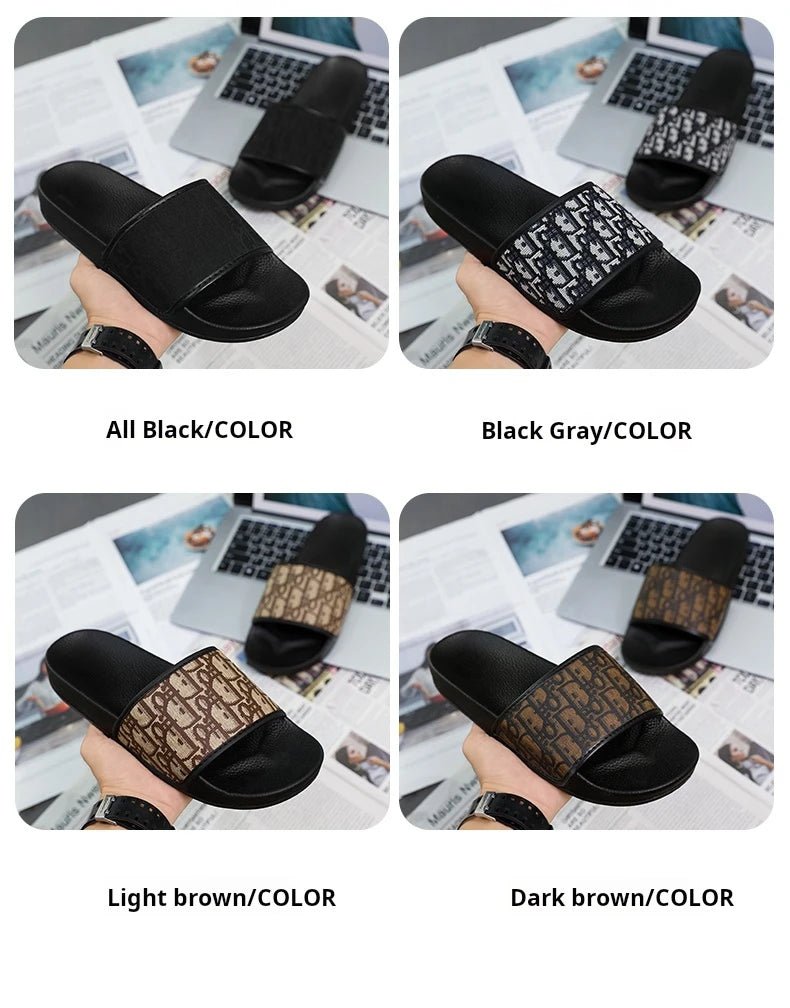 Men's Home Slippers Lightweight Summer New Style Flat and Worn Casual Retro Patterned Anti-slip Quick-drying Sandals - Tara's Tiny Treasures