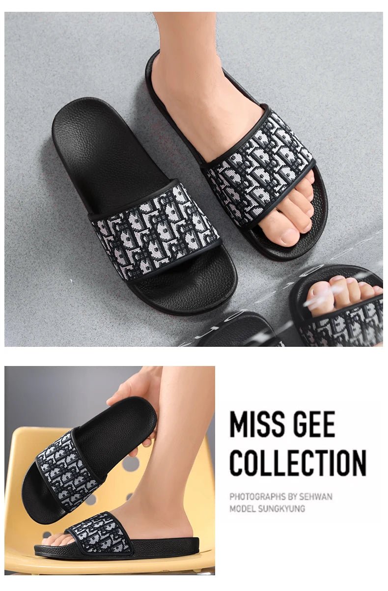 Men's Home Slippers Lightweight Summer New Style Flat and Worn Casual Retro Patterned Anti-slip Quick-drying Sandals - Tara's Tiny Treasures