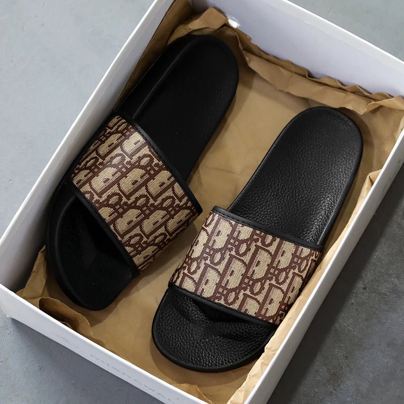 Men's Home Slippers Lightweight Summer New Style Flat and Worn Casual Retro Patterned Anti-slip Quick-drying Sandals - Tara's Tiny Treasures
