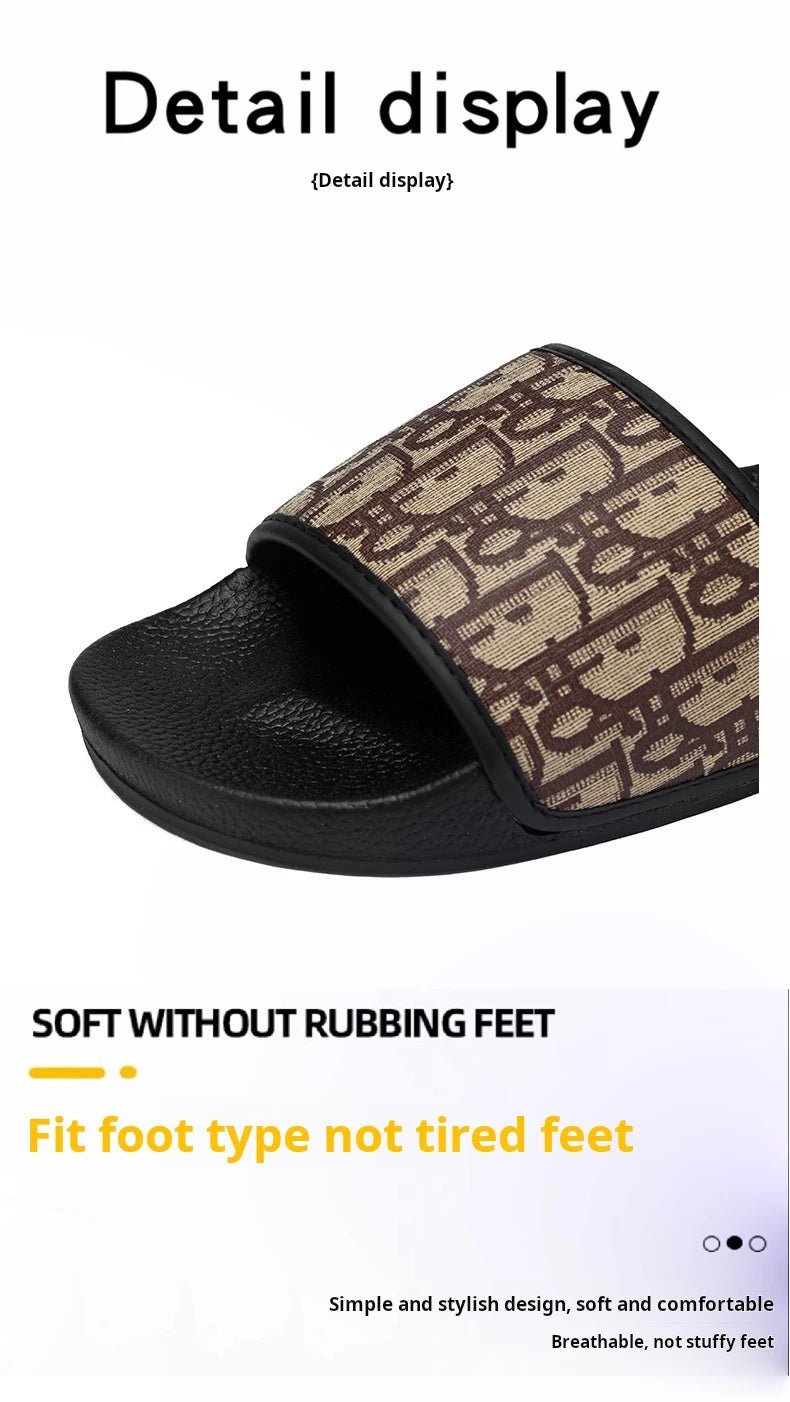Men's Home Slippers Lightweight Summer New Style Flat and Worn Casual Retro Patterned Anti-slip Quick-drying Sandals - Tara's Tiny Treasures