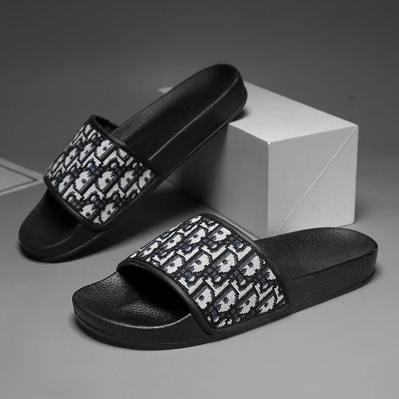 Men's Home Slippers Lightweight Summer New Style Flat and Worn Casual Retro Patterned Anti-slip Quick-drying Sandals - Tara's Tiny Treasures