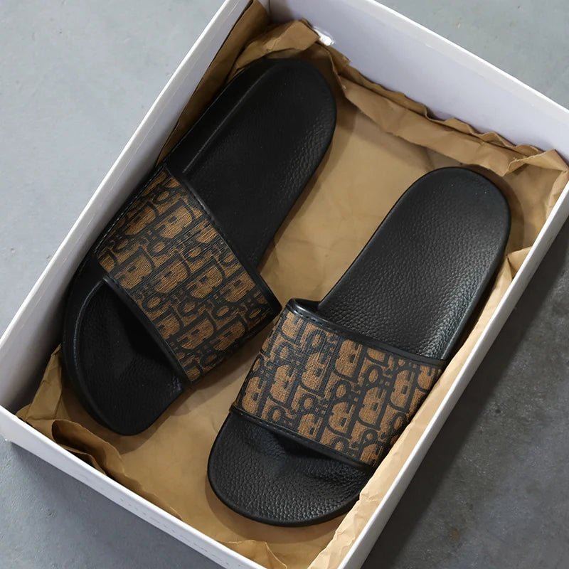 Men's Home Slippers Lightweight Summer New Style Flat and Worn Casual Retro Patterned Anti-slip Quick-drying Sandals - Tara's Tiny Treasures