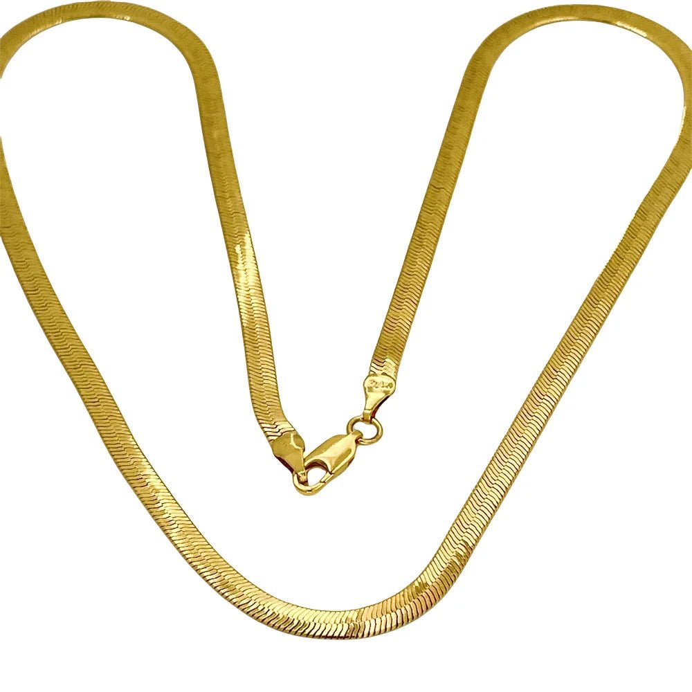 Men's & Women's 24K Gold AU999 Flat Snake Necklace - Pure gold, auspicious snake, perfect couple set, thoughtful gift - Tara's Tiny Treasures