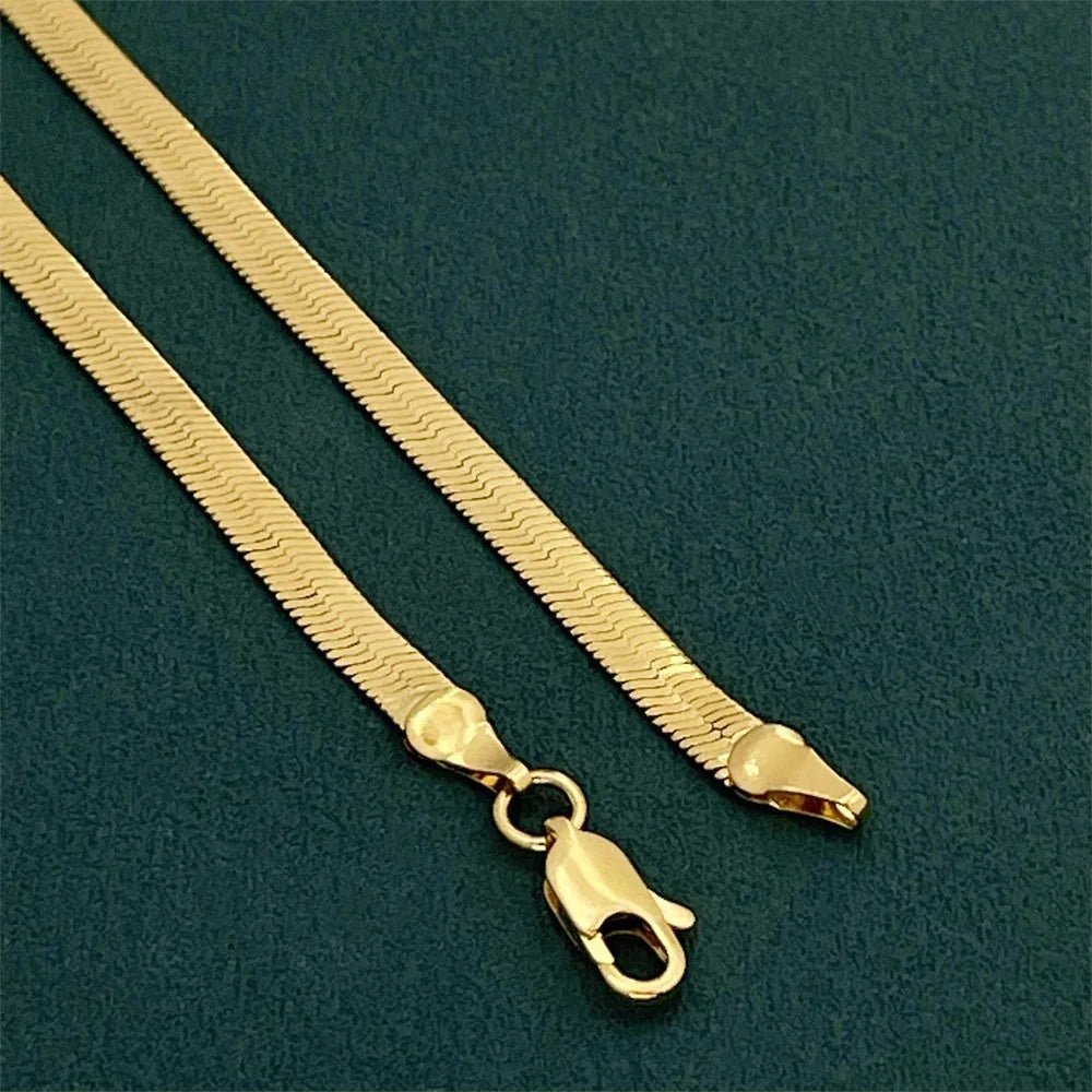 Men's & Women's 24K Gold AU999 Flat Snake Necklace - Pure gold, auspicious snake, perfect couple set, thoughtful gift - Tara's Tiny Treasures