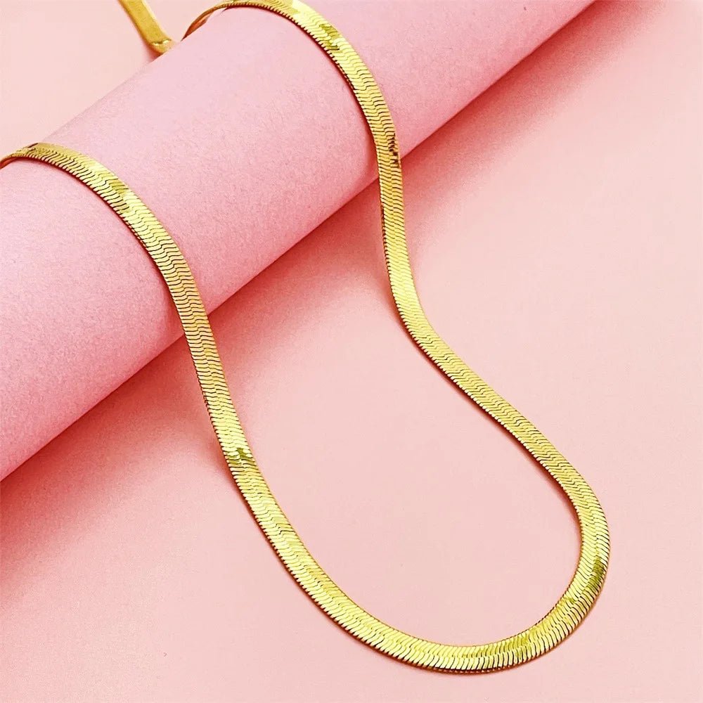 Men's & Women's 24K Gold AU999 Flat Snake Necklace - Pure gold, auspicious snake, perfect couple set, thoughtful gift - Tara's Tiny Treasures