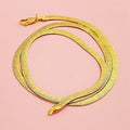 Men's & Women's 24K Gold AU999 Flat Snake Necklace - Pure gold, auspicious snake, perfect couple set, thoughtful gift - Tara's Tiny Treasures
