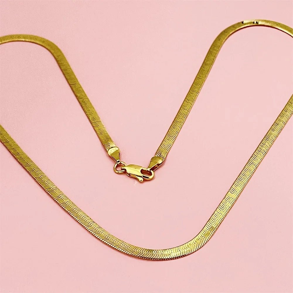 Men's & Women's 24K Gold AU999 Flat Snake Necklace - Pure gold, auspicious snake, perfect couple set, thoughtful gift - Tara's Tiny Treasures
