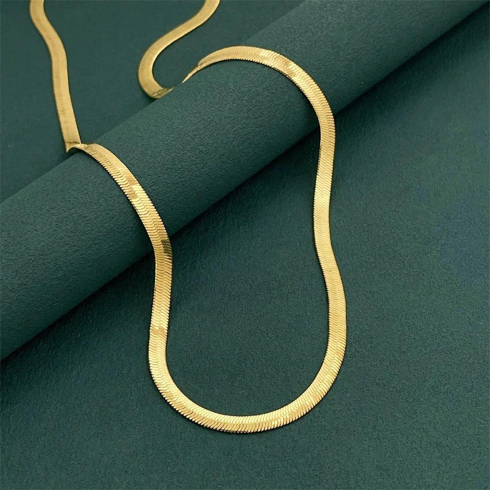 Men's & Women's 24K Gold AU999 Flat Snake Necklace - Pure gold, auspicious snake, perfect couple set, thoughtful gift - Tara's Tiny Treasures