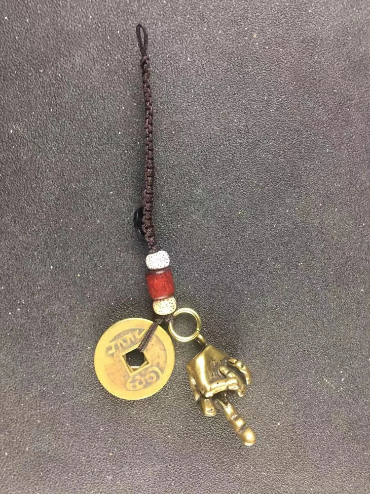 Metal Brass Raised Middle Finger Up Shape Keychain Pendant Jewelry Punk Rock Men Fashion Car Key Chain Ring Hanging Hand Keyring - Tara's Tiny Treasures