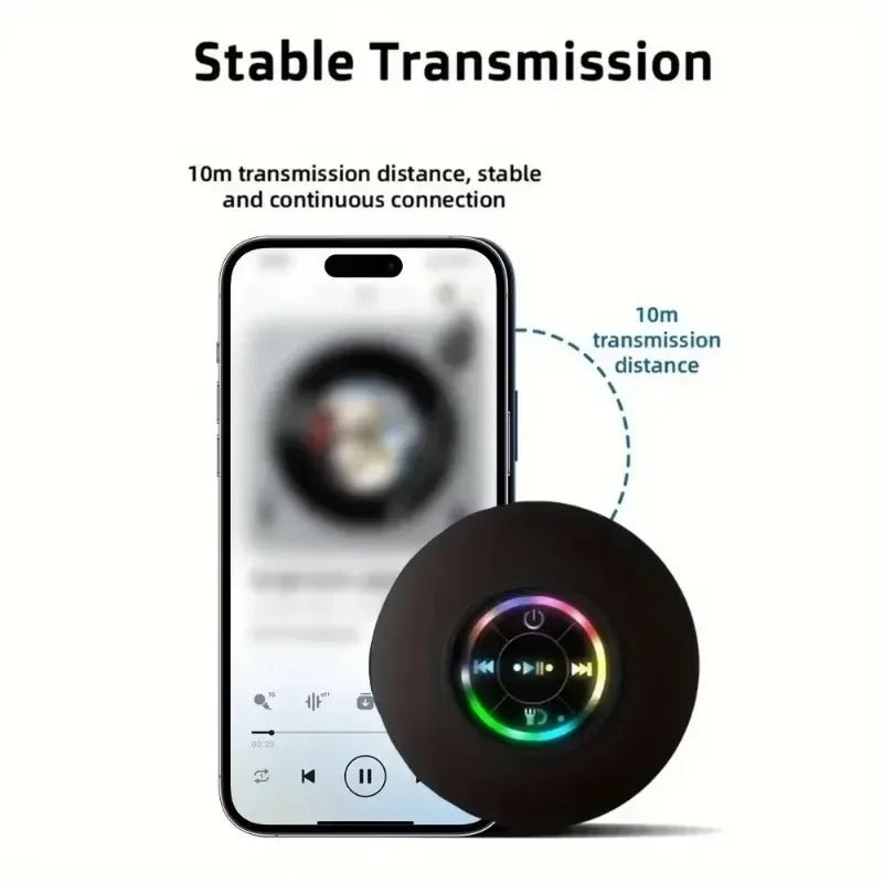 Mini Portable Bluetooth Audio IPX4 Waterproof Led Lights Bathroom Outdoor Large Suction Cup Can Be Adsorbed Wall Speaker - Tara's Tiny Treasures