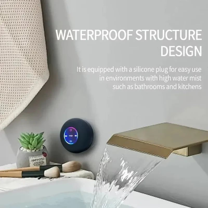 Mini Portable Bluetooth Audio IPX4 Waterproof Led Lights Bathroom Outdoor Large Suction Cup Can Be Adsorbed Wall Speaker - Tara's Tiny Treasures
